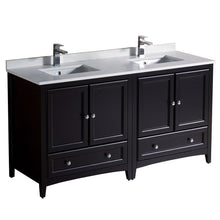 Load image into Gallery viewer, Fresca Oxford 60&quot; Espresso Traditional Double Sink Bathroom Cabinets w/ Top &amp; Sinks FCB20-3030ES-CWH-U