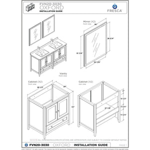 Fresca Oxford 59" Antique White Traditional Double Sink Bathroom Cabinets FCB20-3030AW