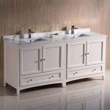 Load image into Gallery viewer, Fresca Oxford 72&quot; Antique White Traditional Double Sink Bathroom Cabinets w/ Top &amp; Sinks FCB20-3636AW-CWH-U