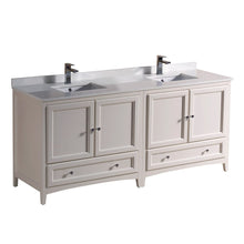 Load image into Gallery viewer, Fresca Oxford 72&quot; Antique White Traditional Double Sink Bathroom Cabinets w/ Top &amp; Sinks FCB20-3636AW-CWH-U