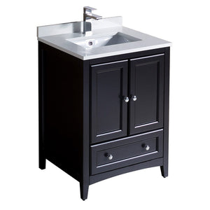Fresca Oxford 24" Espresso Traditional Bathroom Cabinet w/ Top & Sink FCB2024ES-CWH-U