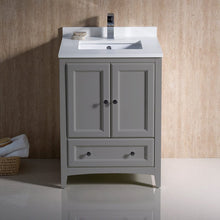 Load image into Gallery viewer, Fresca Oxford 24&quot; Gray Traditional Bathroom Cabinet w/ Top &amp; Sinks FCB2024GR-CWH-U