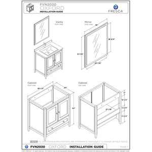 Fresca Oxford 30" Gray Traditional Bathroom Cabinet FCB2030GR