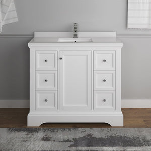 Fresca Windsor 40" Matte White Traditional Bathroom Cabinet w/ Top & Sink FCB2440WHM-CWH-U