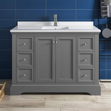 Load image into Gallery viewer, Fresca Windsor 48&quot; Gray Textured Traditional Bathroom Cabinet w/ Top &amp; Sink FCB2448GRV-CWH-U