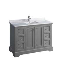 Load image into Gallery viewer, Fresca Windsor 48&quot; Gray Textured Traditional Bathroom Cabinet w/ Top &amp; Sink FCB2448GRV-CWH-U