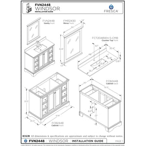 Fresca Windsor 48" Matte White Traditional Bathroom Cabinet FCB2448WHM