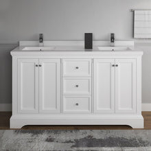 Load image into Gallery viewer, Fresca Windsor 60&quot; Matte White Traditional Double Sink Bathroom Cabinet w/ Top &amp; Sinks FCB2460WHM-CWH-U