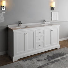 Load image into Gallery viewer, Fresca Windsor 72&quot; Matte White Traditional Double Sink Bathroom Cabinet w/ Top &amp; Sinks FCB2472WHM-CWH-U