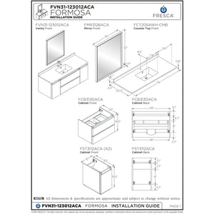 Fresca Formosa 54" Wall Hung Modern Bathroom Cabinet w/ Top & Sink FCB31-123012ACA-CWH-U