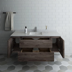 Fresca Formosa 60" Wall Hung Single Sink Modern Bathroom Cabinet w/ Top & Sink FCB31-123612ACA-CWH-U
