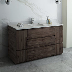 Fresca Formosa 60" Floor Standing Single Sink Modern Bathroom Cabinet w/ Top & Sink FCB31-123612ACA-FC-CWH-U