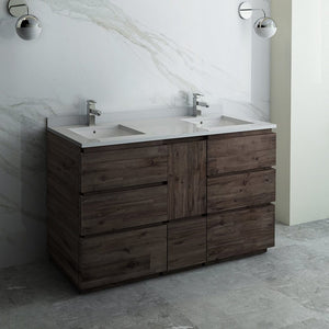 Fresca Formosa 58" Floor Standing Double Sink Modern Bathroom Cabinet FCB31-241224ACA-FC