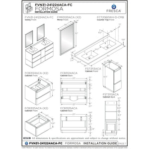 Fresca Formosa 58" Floor Standing Double Sink Modern Bathroom Cabinet FCB31-241224ACA-FC