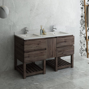 Fresca Formosa 58" Floor Standing Open Bottom Double Sink Modern Bathroom Cabinet  FCB31-241224ACA-FS