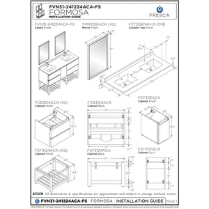 Fresca Formosa 58" Floor Standing Open Bottom Double Sink Modern Bathroom Cabinet  FCB31-241224ACA-FS