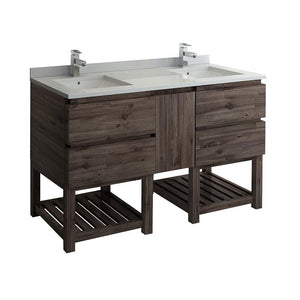 Fresca Formosa 58" Floor Standing Open Bottom Double Sink Modern Bathroom Cabinet  FCB31-241224ACA-FS