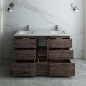 Fresca Formosa 60" Floor Standing Double Sink Modern Bathroom Cabinet w/ Top & Sinks FCB31-241224ACA-FC-CWH-U