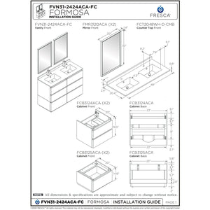 Fresca Formosa 46" Floor Standing Double Sink Modern Bathroom Cabinet FCB31-2424ACA-FC