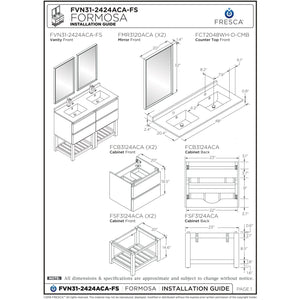 Fresca Formosa 48" Floor Standing Open Bottom Double Sink Modern Bathroom Cabinet w/ Top & Sinks FCB31-2424ACA-FS-CWH-U