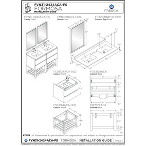 Fresca Formosa 46" Floor Standing Open Bottom Double Sink Modern Bathroom Cabinet FCB31-2424ACA-FS