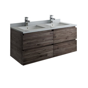 Fresca Formosa 46" Wall Hung Double Sink Modern Bathroom Cabinet FCB31-2424ACA