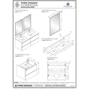 Fresca Formosa 46" Wall Hung Double Sink Modern Bathroom Cabinet FCB31-2424ACA