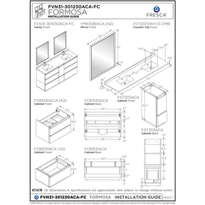 Fresca Formosa 70" Floor Standing Double Sink Modern Bathroom Cabinet FCB31-301230ACA-FC