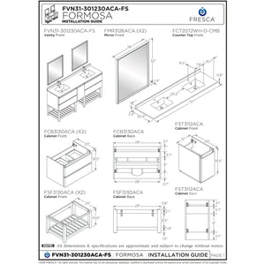 Fresca Formosa 72" Floor Standing Open Bottom Double Sink Modern Bathroom Cabinet w/ Top & Sinks FCB31-301230ACA-FS-CWH-U