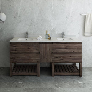 Fresca Formosa 70" Floor Standing Open Bottom Double Sink Modern Bathroom Cabinet  FCB31-301230ACA-FS