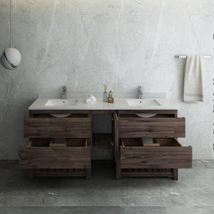 Fresca Formosa 70" Floor Standing Open Bottom Double Sink Modern Bathroom Cabinet  FCB31-301230ACA-FS