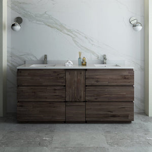 Fresca Formosa 72" Floor Standing Double Sink Modern Bathroom Cabinet w/ Top & Sinks FCB31-301230ACA-FC-CWH-U