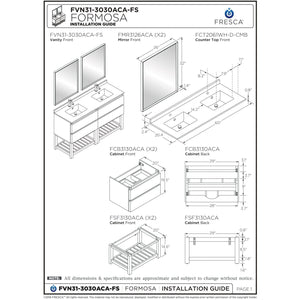 Fresca Formosa 58" Floor Standing Open Bottom Double Sink Modern Bathroom Cabinet FCB31-3030ACA-FS