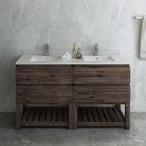 Fresca Formosa 58" Floor Standing Open Bottom Double Sink Modern Bathroom Cabinet FCB31-3030ACA-FS