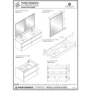 Fresca Formosa 58" Wall Hung Double Sink Modern Bathroom Cabinet FCB31-3030ACA