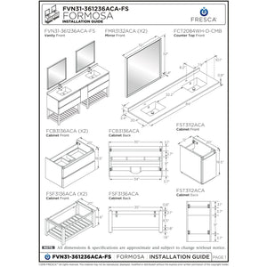 Fresca Formosa 82" Floor Standing Open Bottom Double Sink Modern Bathroom Cabinet FCB31-361236ACA-FS