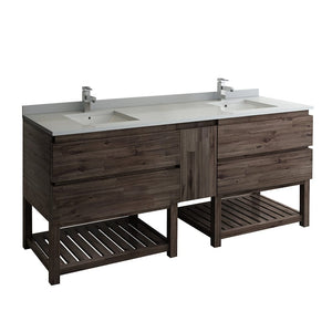 Fresca Formosa 82" Floor Standing Open Bottom Double Sink Modern Bathroom Cabinet FCB31-361236ACA-FS