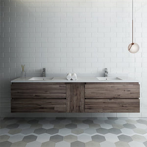 Fresca Formosa 84" Wall Hung Double Sink Modern Bathroom Cabinet w/ Top & Sinks FCB31-361236ACA-CWH-U