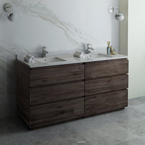 Fresca Formosa 72" Floor Standing Double Sink Modern Bathroom Cabinet w/ Top & Sinks FCB31-3636ACA-FC-CWH-U