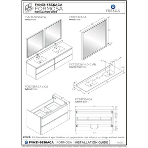 Fresca Formosa 70" Wall Hung Double Sink Modern Bathroom Cabinet FCB31-3636ACA