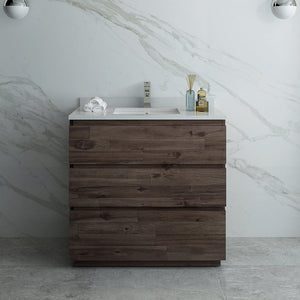 Fresca Formosa 36" Floor Standing Modern Bathroom Cabinet w/ Top & Sink FCB3136ACA-FC-CWH-U