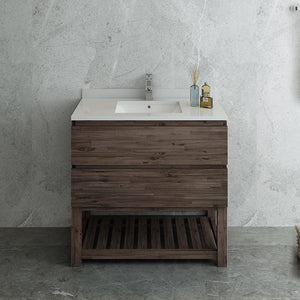 Fresca Formosa 36" Floor Standing Open Bottom Modern Bathroom Cabinet w/ Top & Sink FCB3136ACA-FS-CWH-U