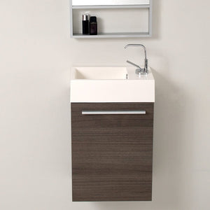 Fresca Pulito 16" Small Gray Oak Modern Bathroom Vanity w/ Integrated Sink FCB8002GO-I