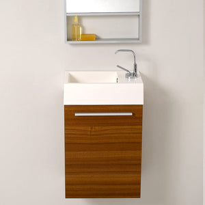 Fresca Pulito 16" Small Teak Modern Bathroom Vanity w/ Integrated Sink FCB8002TK-I
