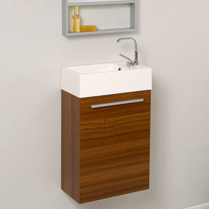 Fresca Pulito 16" Small Teak Modern Bathroom Vanity w/ Integrated Sink FCB8002TK-I