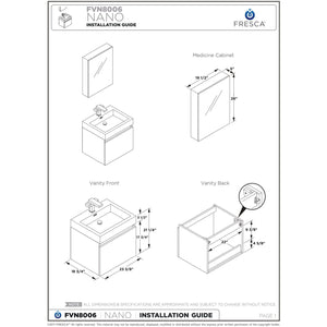 Fresca Nano 24" White Modern Bathroom Cabinet w/ Integrated Sink FCB8006WH-I