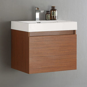 Fresca Nano 24" Teak Modern Bathroom Cabinet w/ Integrated Sink FCB8006TK-I