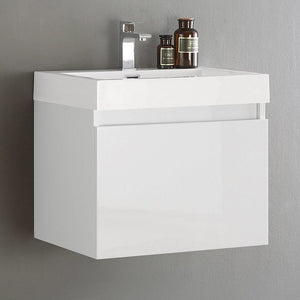 Fresca Nano 24" White Modern Bathroom Cabinet w/ Integrated Sink FCB8006WH-I