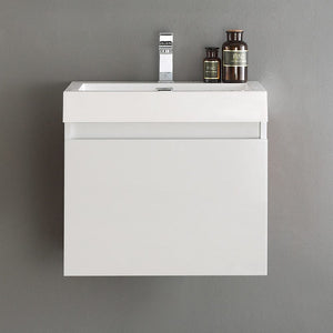 Fresca Nano 24" White Modern Bathroom Cabinet w/ Integrated Sink FCB8006WH-I