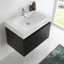 Load image into Gallery viewer, Fresca FCB8007BW-I Mezzo 30&quot; Black Wall Hung Modern Bathroom Cabinet w/ Integrated Sink